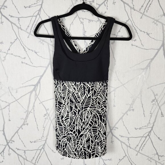 Lululemon Leaf Print Luxtreme Cross Strap Stuff Your Bra Tank - Picture 2 of 3